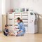 Kids Toy Organizer and Bookshelf with Storage Bins, Multi-Functional HDPE Rack for Playroom and Nursery